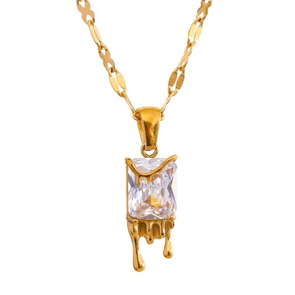 New 18K Melting Gold Minimalist Necklace - Picture 7 of 7